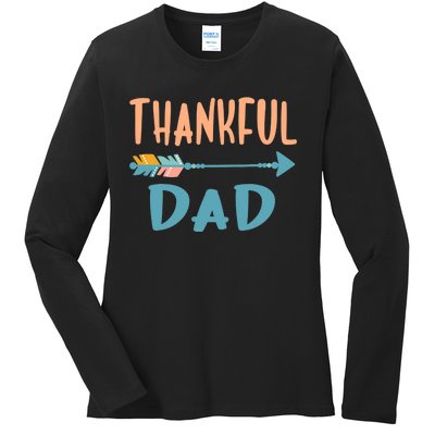 Cute Arrow Thankful Dad Funny Thanksgiving Day Gifts Ladies Long Sleeve Shirt