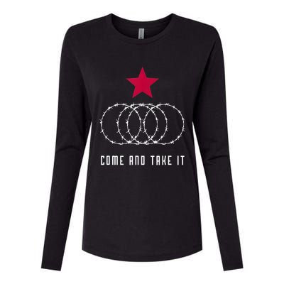 Come And Take It Texas Border Razor Wire Womens Cotton Relaxed Long Sleeve T-Shirt