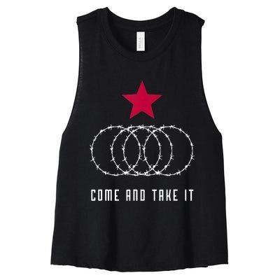 Come And Take It Texas Border Razor Wire Women's Racerback Cropped Tank