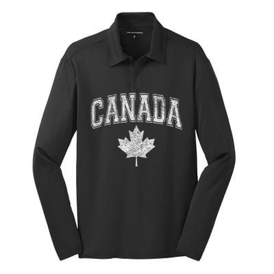 CANADA ATHLETIC TEAM SPORTS FLAG VARSITY STYLE MAPLE LEAF Silk Touch Performance Long Sleeve Polo