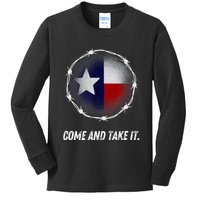 Come And Take It Texas Flag Barbed Wire Patriotic Usa Kids Long Sleeve Shirt