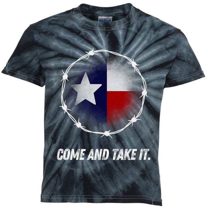 Come And Take It Texas Flag Barbed Wire Patriotic Usa Kids Tie-Dye T-Shirt