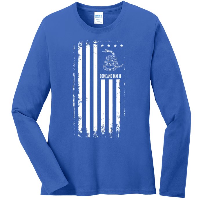 Come And Take It Great Gift American Flag Snake Great Gift Pro 2nd Adt Gift Ladies Long Sleeve Shirt