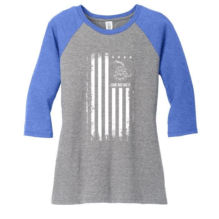 Come And Take It Great Gift American Flag Snake Great Gift Pro 2nd Adt Gift Women's Tri-Blend 3/4-Sleeve Raglan Shirt