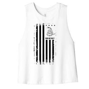 Come And Take It Great Gift American Flag Snake Great Gift Pro 2nd Adt Gift Women's Racerback Cropped Tank