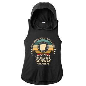 Conway Arkansas Total Solar Eclipse 2024 Ladies PosiCharge Tri-Blend Wicking Draft Hoodie Tank