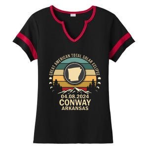 Conway Arkansas Total Solar Eclipse 2024 Ladies Halftime Notch Neck Tee