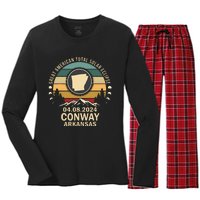 Conway Arkansas Total Solar Eclipse 2024 Women's Long Sleeve Flannel Pajama Set 