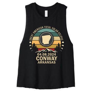 Conway Arkansas Total Solar Eclipse 2024 Women's Racerback Cropped Tank