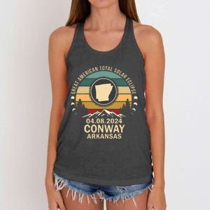 Conway Arkansas Total Solar Eclipse 2024 Women's Knotted Racerback Tank