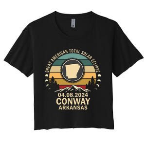 Conway Arkansas Total Solar Eclipse 2024 Women's Crop Top Tee