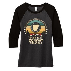 Conway Arkansas Total Solar Eclipse 2024 Women's Tri-Blend 3/4-Sleeve Raglan Shirt