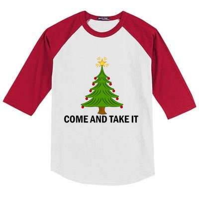 Come And Take It Christmas Tree Gift Funny Anti Lockdown Gift Kids Colorblock Raglan Jersey