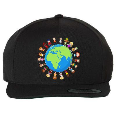 Children Around The World Environmentalist Earth Day Wool Snapback Cap