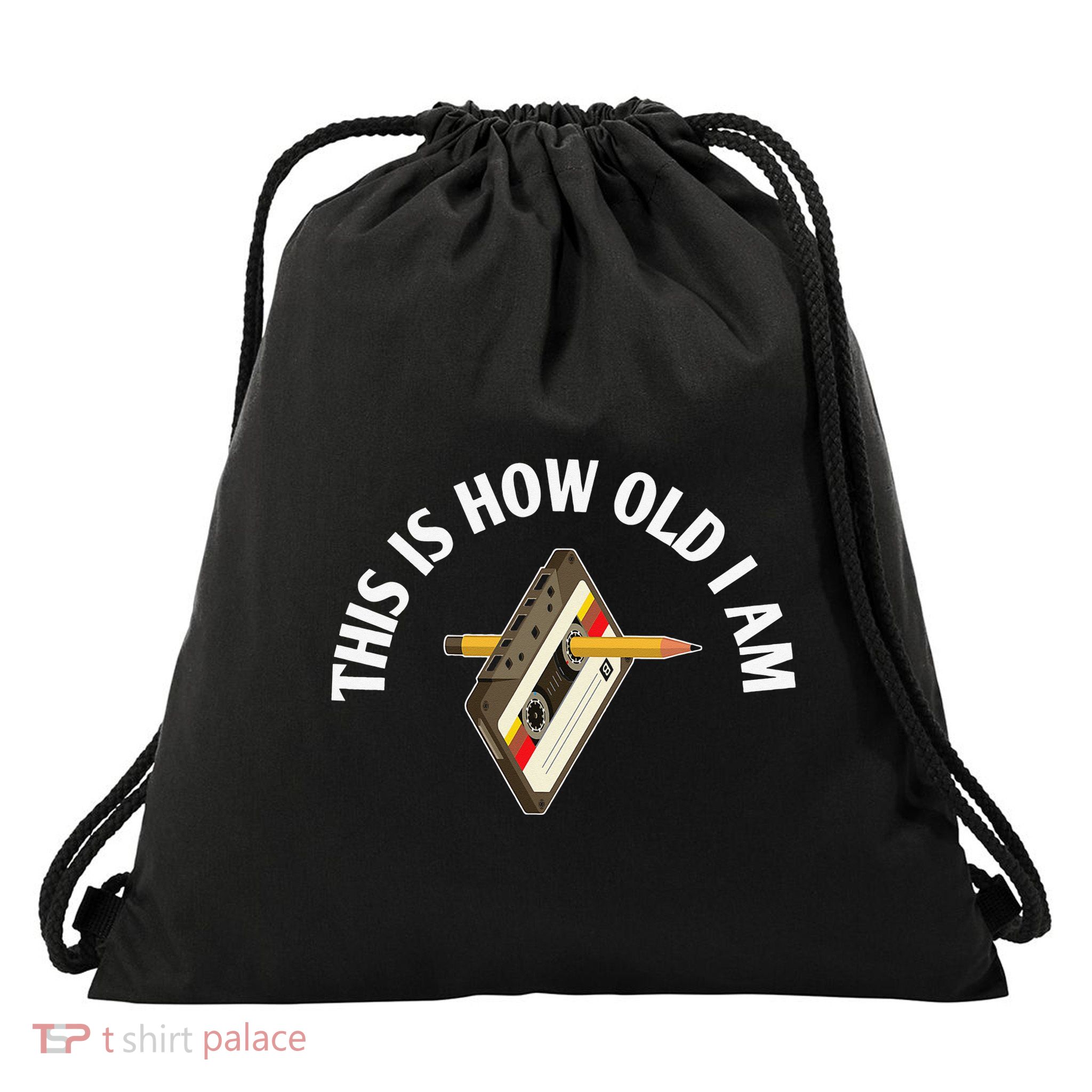Cassette Audio Tape 80s Retro Music Old Mix Pencil Drawstring Bag