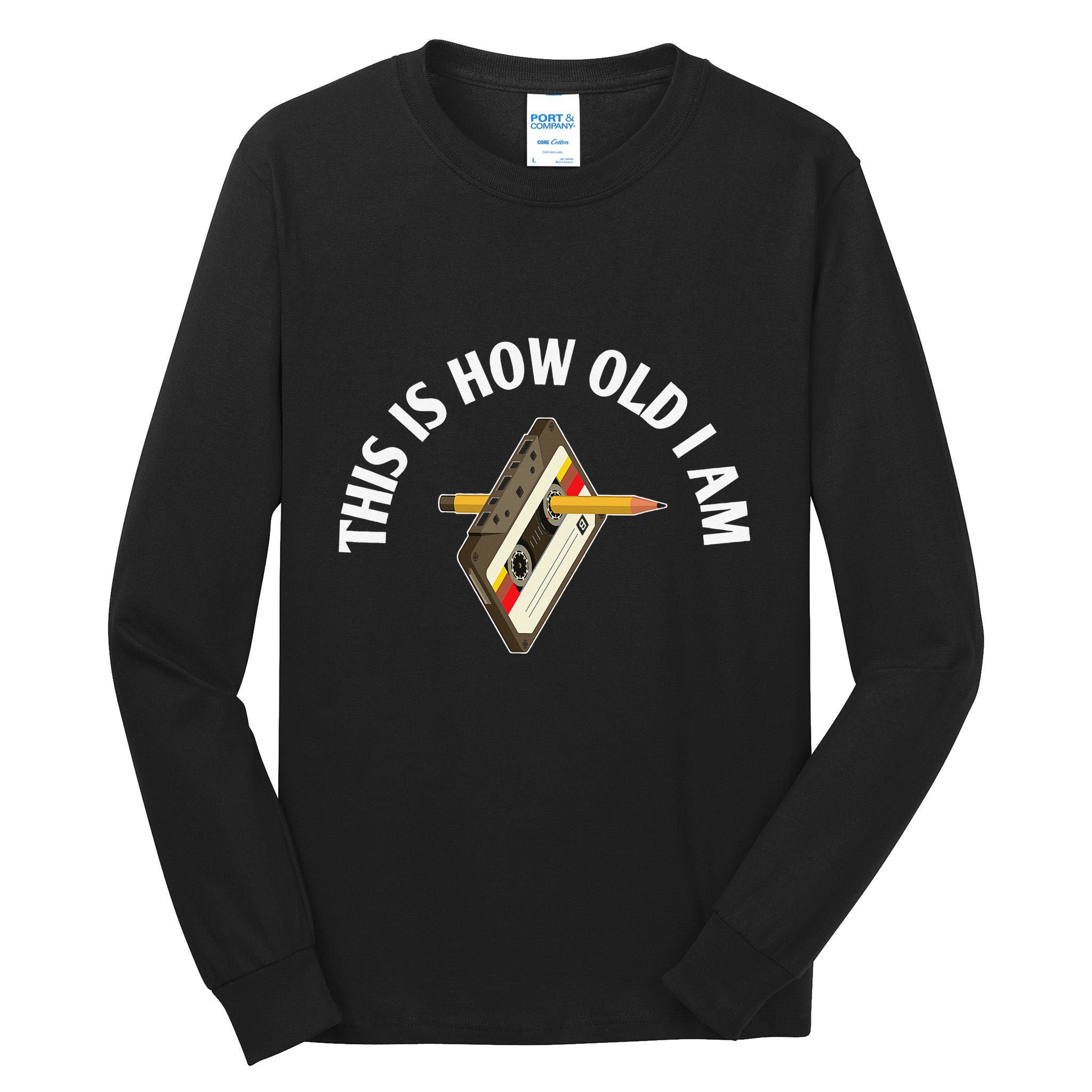 Cassette Audio Tape 80s Retro Music Old Mix Pencil Tall Long Sleeve T-Shirt