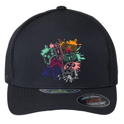 Control All The Things Video Game Console Controllers Retro Great Gift Flexfit Unipanel Trucker Cap