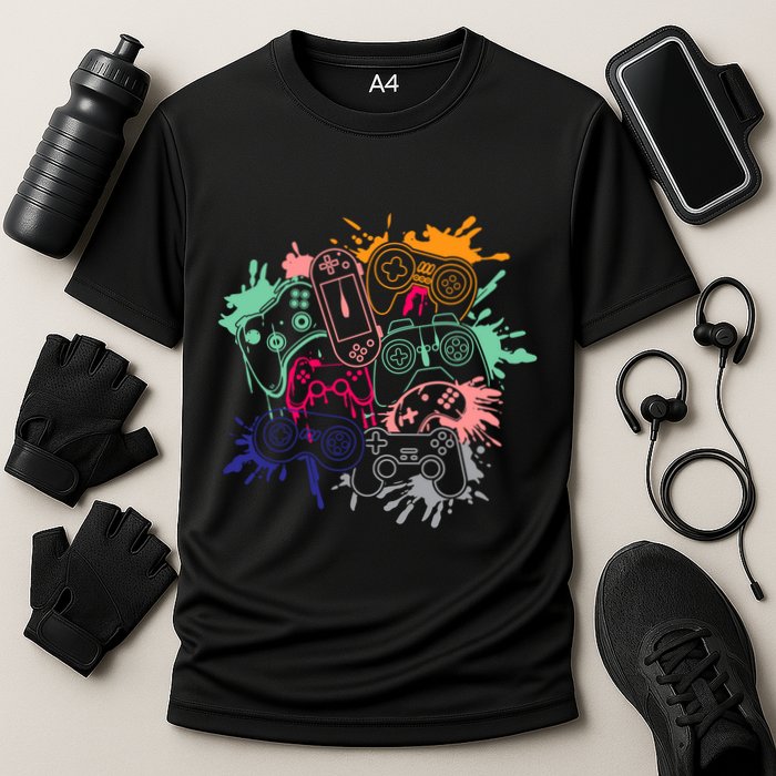 Control All The Things Video Game Console Controllers Retro Great Gift Cooling Performance Crew T-Shirt