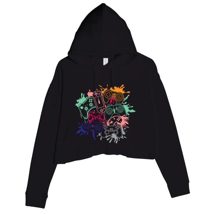Control All The Things Video Game Console Controllers Retro Great Gift Crop Fleece Hoodie