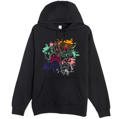 Control All The Things Video Game Console Controllers Retro Great Gift Premium Pullover Hoodie