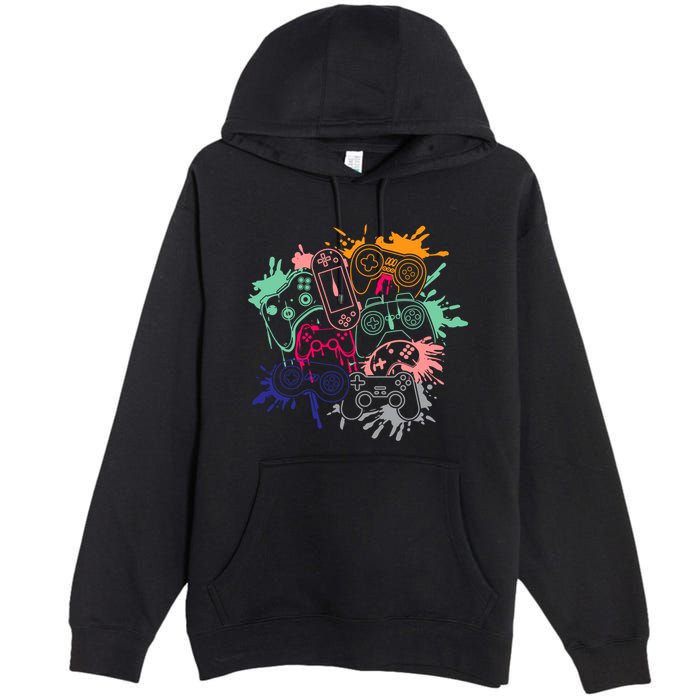 Control All The Things Video Game Console Controllers Retro Great Gift Premium Pullover Hoodie