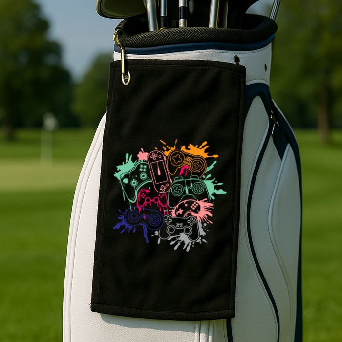 Control All The Things Video Game Console Controllers Retro Great Gift Golf Towel