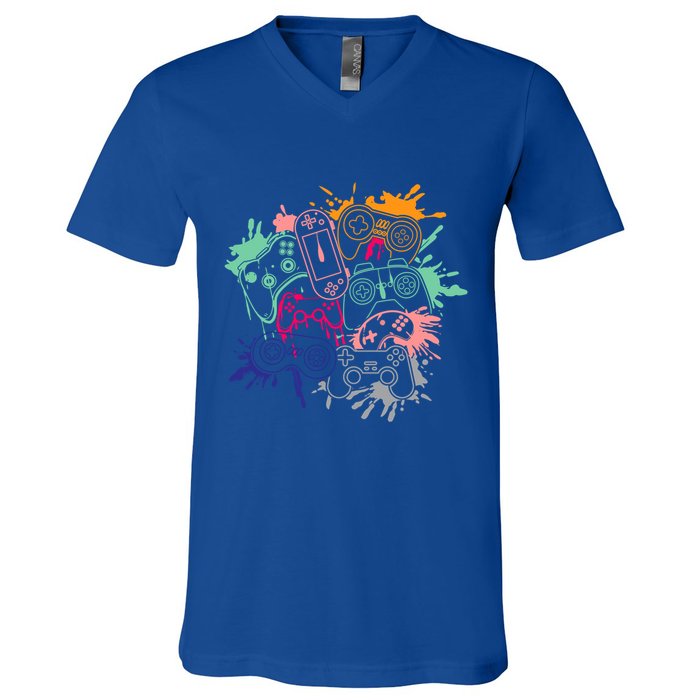 Control All The Things Video Game Console Controllers Retro Great Gift V-Neck T-Shirt