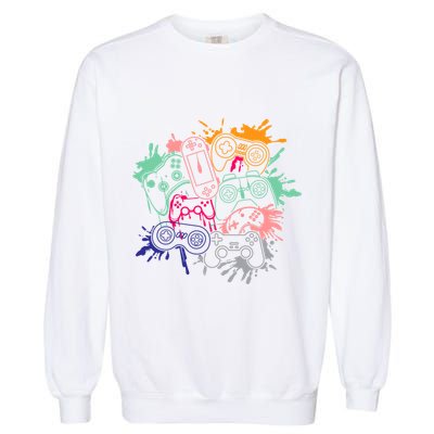 Control All The Things Video Game Console Controllers Retro Great Gift Garment-Dyed Sweatshirt