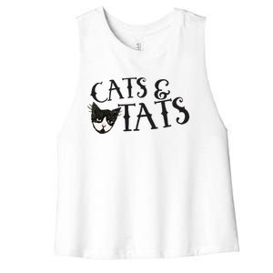 Cats And Tats Gift Women's Racerback Cropped Tank