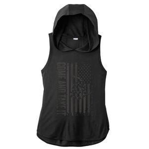 Come And Take It American Flag & Snake Tactical Ladies PosiCharge Tri-Blend Wicking Draft Hoodie Tank