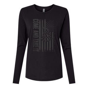 Come And Take It American Flag & Snake Tactical Womens Cotton Relaxed Long Sleeve T-Shirt