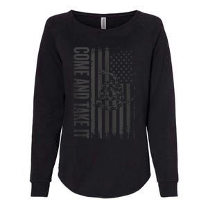 Come And Take It American Flag & Snake Tactical Womens California Wash Sweatshirt