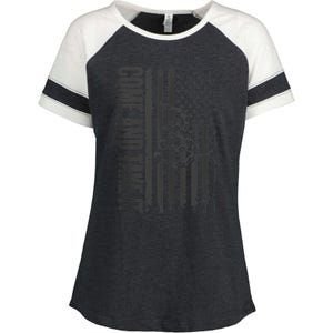 Come And Take It American Flag & Snake Tactical Enza Ladies Jersey Colorblock Tee