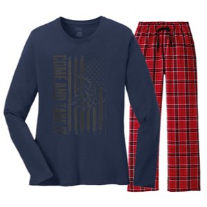 Come And Take It American Flag & Snake Tactical Women's Long Sleeve Flannel Pajama Set 