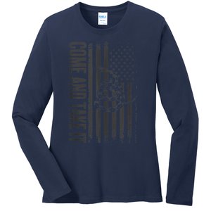 Come And Take It American Flag & Snake Tactical Ladies Long Sleeve Shirt