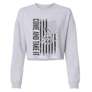 Come And Take It American Flag & Snake Tactical Cropped Pullover Crew