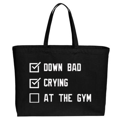 Crying At The Gym Down Bad Cotton Canvas Jumbo Tote