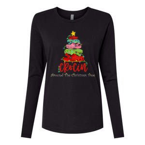 Crocin Around The Christmas Tree Womens Cotton Relaxed Long Sleeve T-Shirt