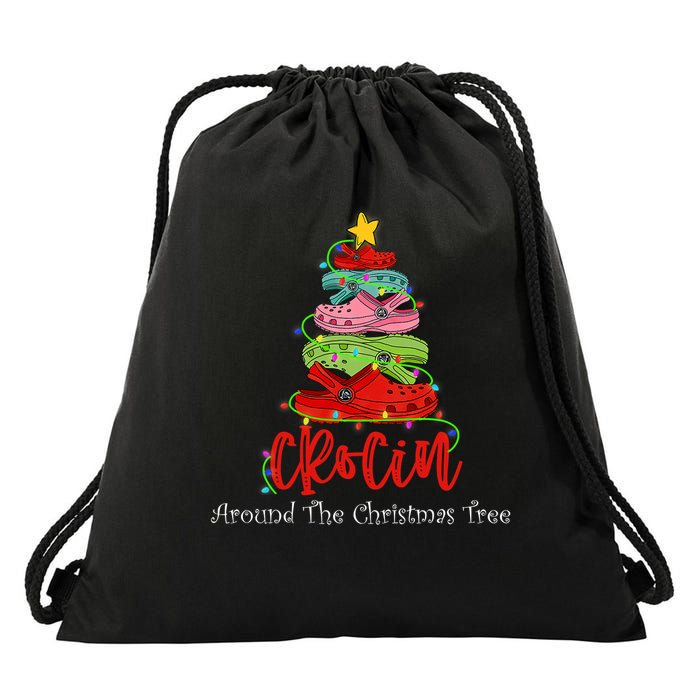 Crocin Around The Christmas Tree Drawstring Bag