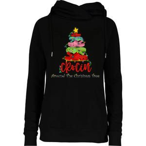 Crocin Around The Christmas Tree Womens Funnel Neck Pullover Hood