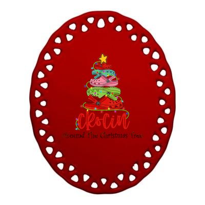 Crocin Around The Christmas Tree Ceramic Oval Ornament