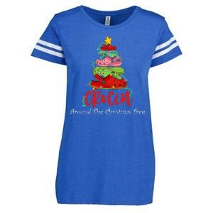 Crocin Around The Christmas Tree Enza Ladies Jersey Football T-Shirt