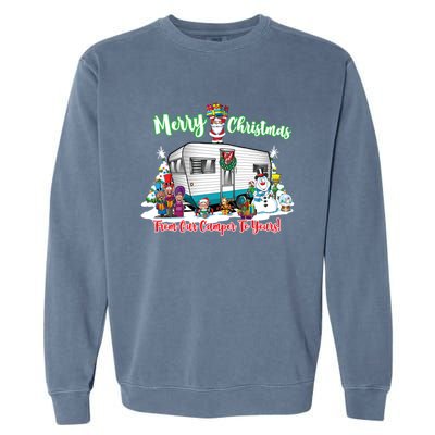 Camper And Travel Trailer Merry Christmas From Our Camper Gift Garment-Dyed Sweatshirt