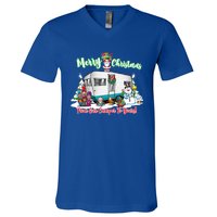 Camper And Travel Trailer Merry Christmas From Our Camper Gift V-Neck T-Shirt