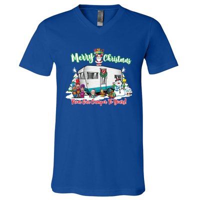 Camper And Travel Trailer Merry Christmas From Our Camper Gift V-Neck T-Shirt