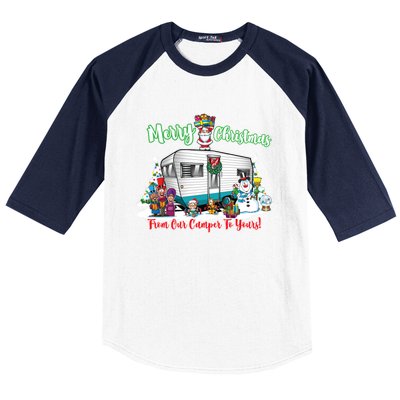 Camper And Travel Trailer Merry Christmas From Our Camper Gift Baseball Sleeve Shirt