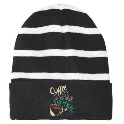 Coffee ABA Therapist Autism Teacher Behavior Analyst Striped Beanie with Solid Band