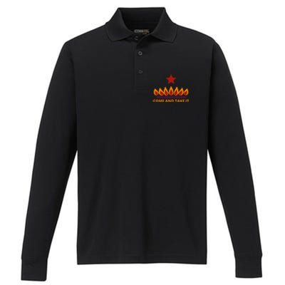 COME AND TAKE IT STOVE Funny Performance Long Sleeve Polo