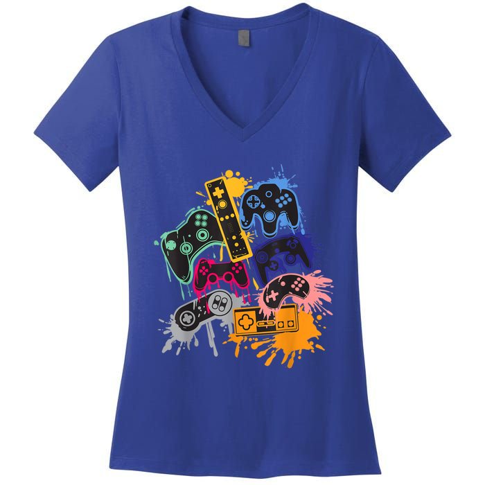 Control All The Things Video Game Controller Gift Women's V-Neck T-Shirt