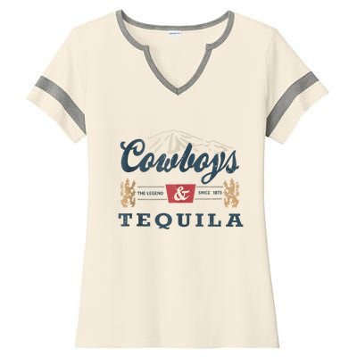 Cowboys And Tequila Outfit For Women Rodeo Western Country Ladies Halftime Notch Neck Tee